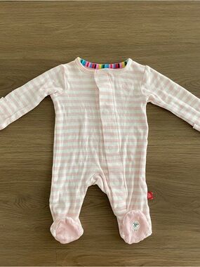 Magnetic Me Striped Pink Footie Baby Girl’s Size Newborn